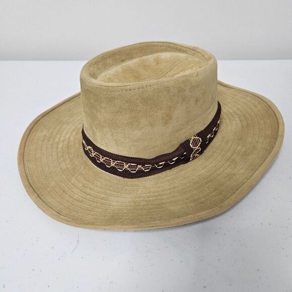 Vintage YA Velveteen Western Cowboy Hat Small Tan With Band Missing Tag See Pics - Picture 8 of 9